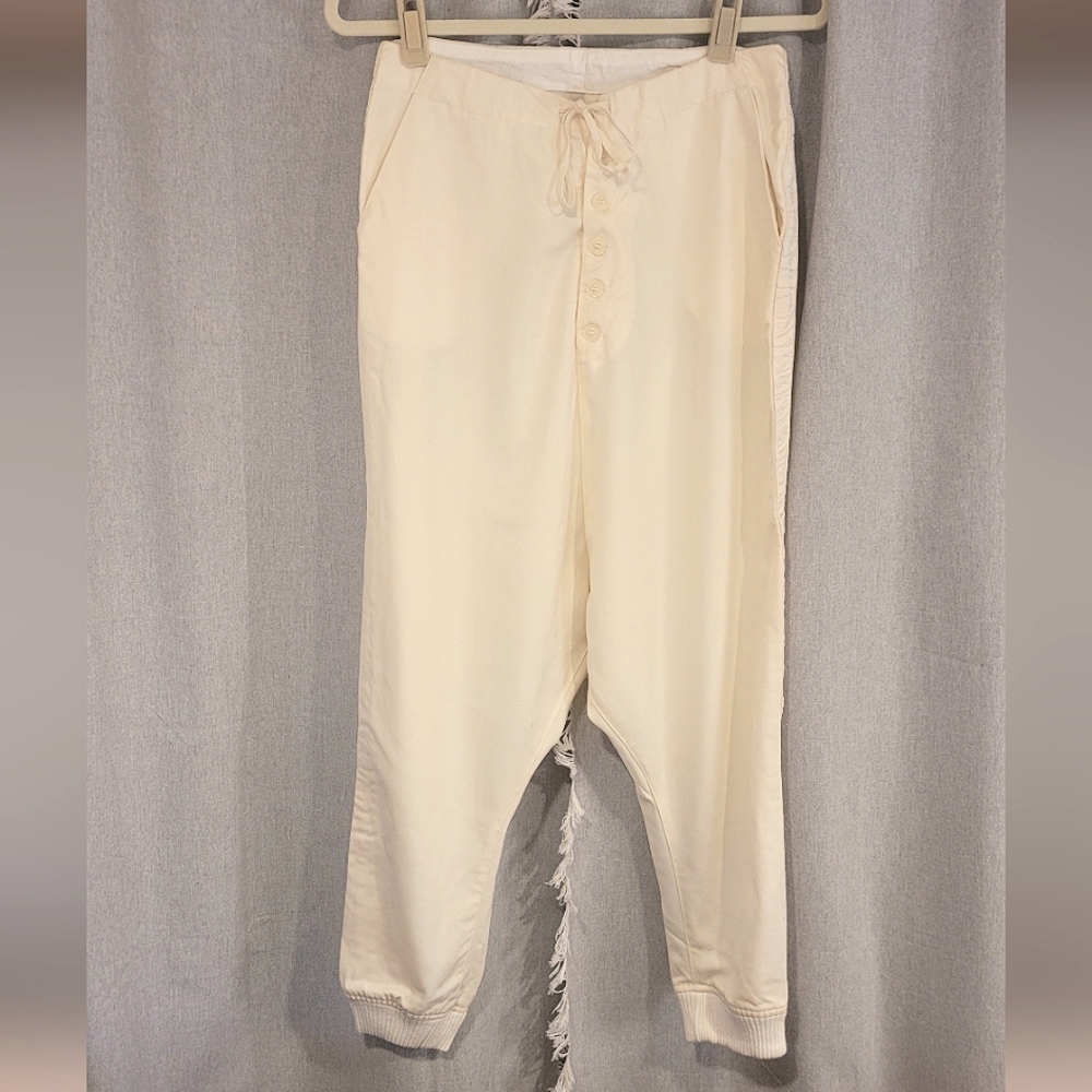 Greg Lauren Cream drop tux lounge pant, Size 1